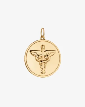Modern Caduceus Medallion Charm