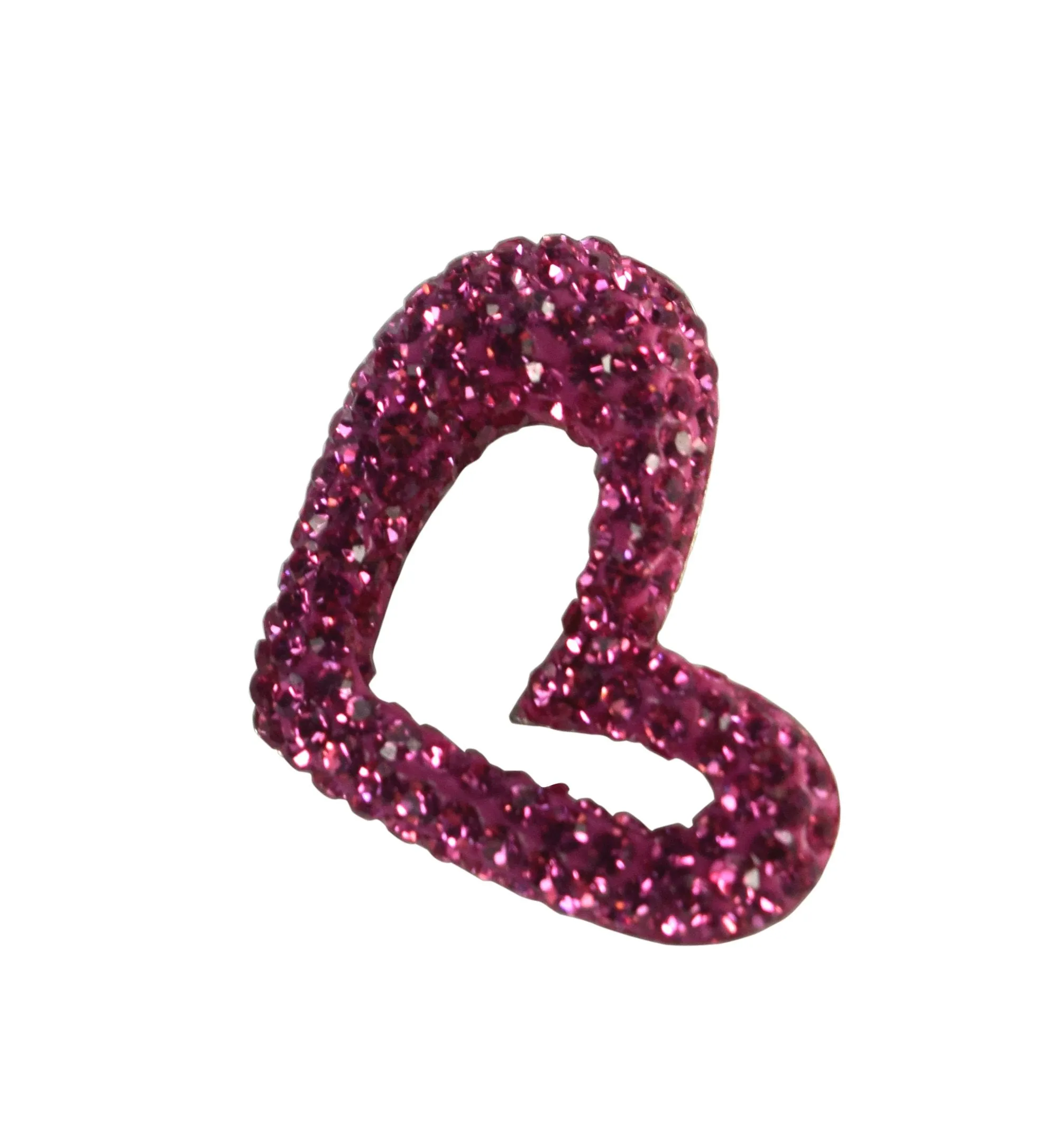 Pink Crystal CZ Stones Shimmering Heart 92.5 Sterling Silver Pendant