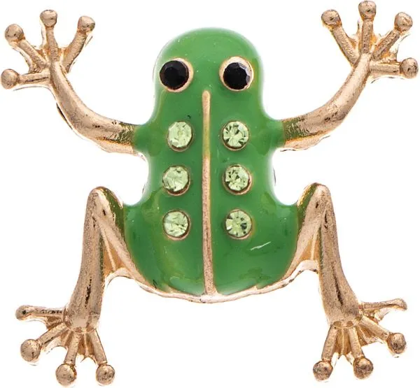 Rain Jewelry Gold Green Crystal Enamel Frog Post Earring