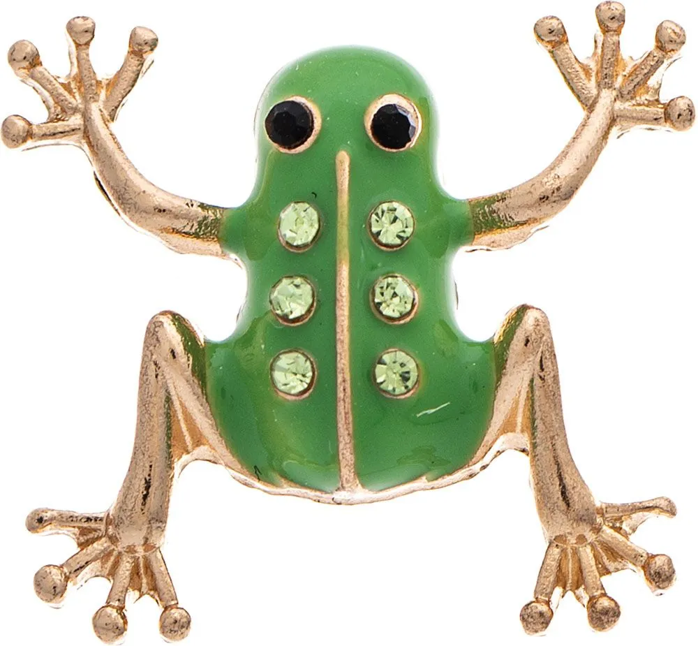Rain Jewelry Gold Green Crystal Enamel Frog Post Earring