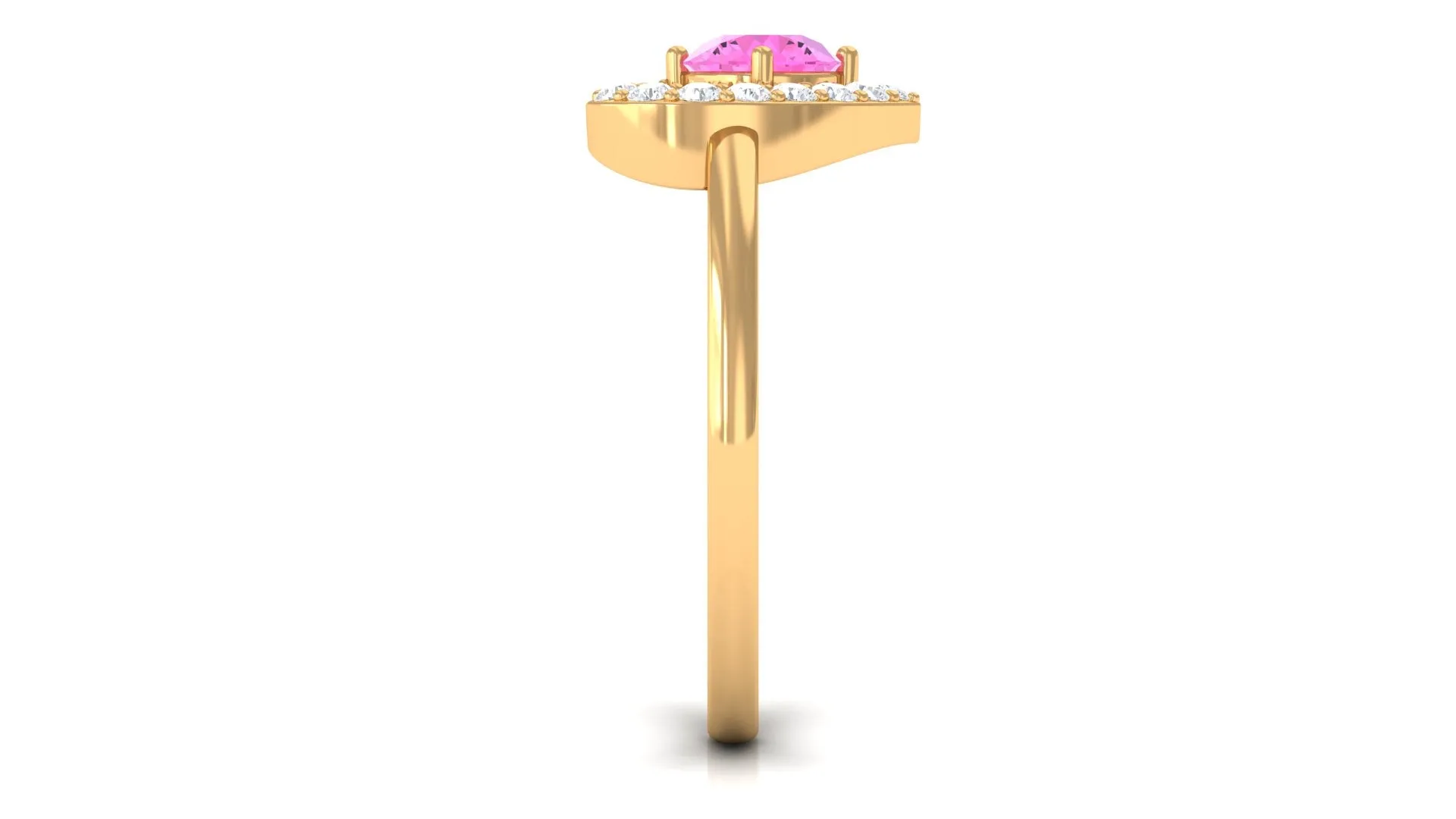 Real Pink Sapphire and Diamond Heart Engagement Ring
