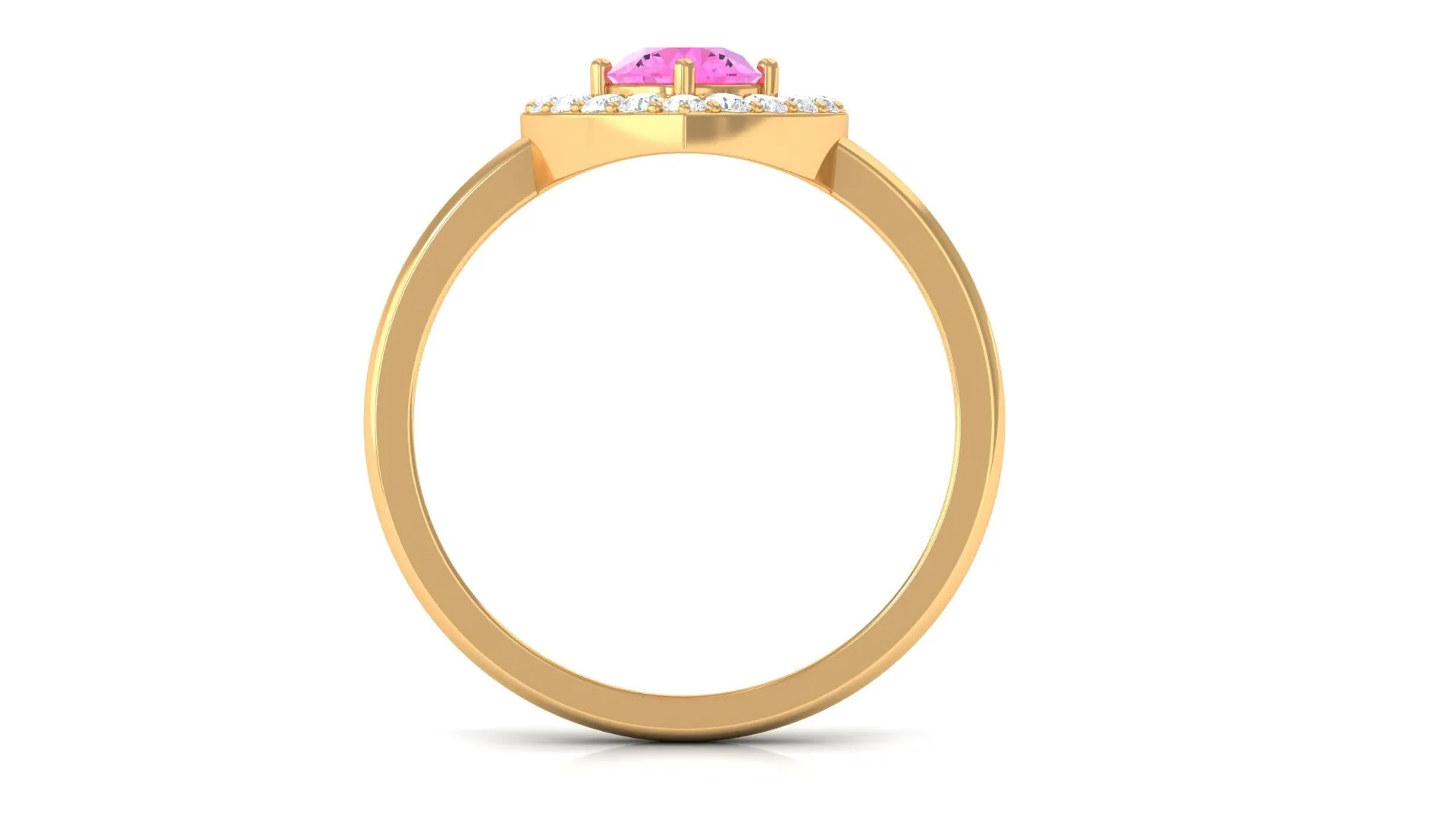 Real Pink Sapphire and Diamond Heart Engagement Ring
