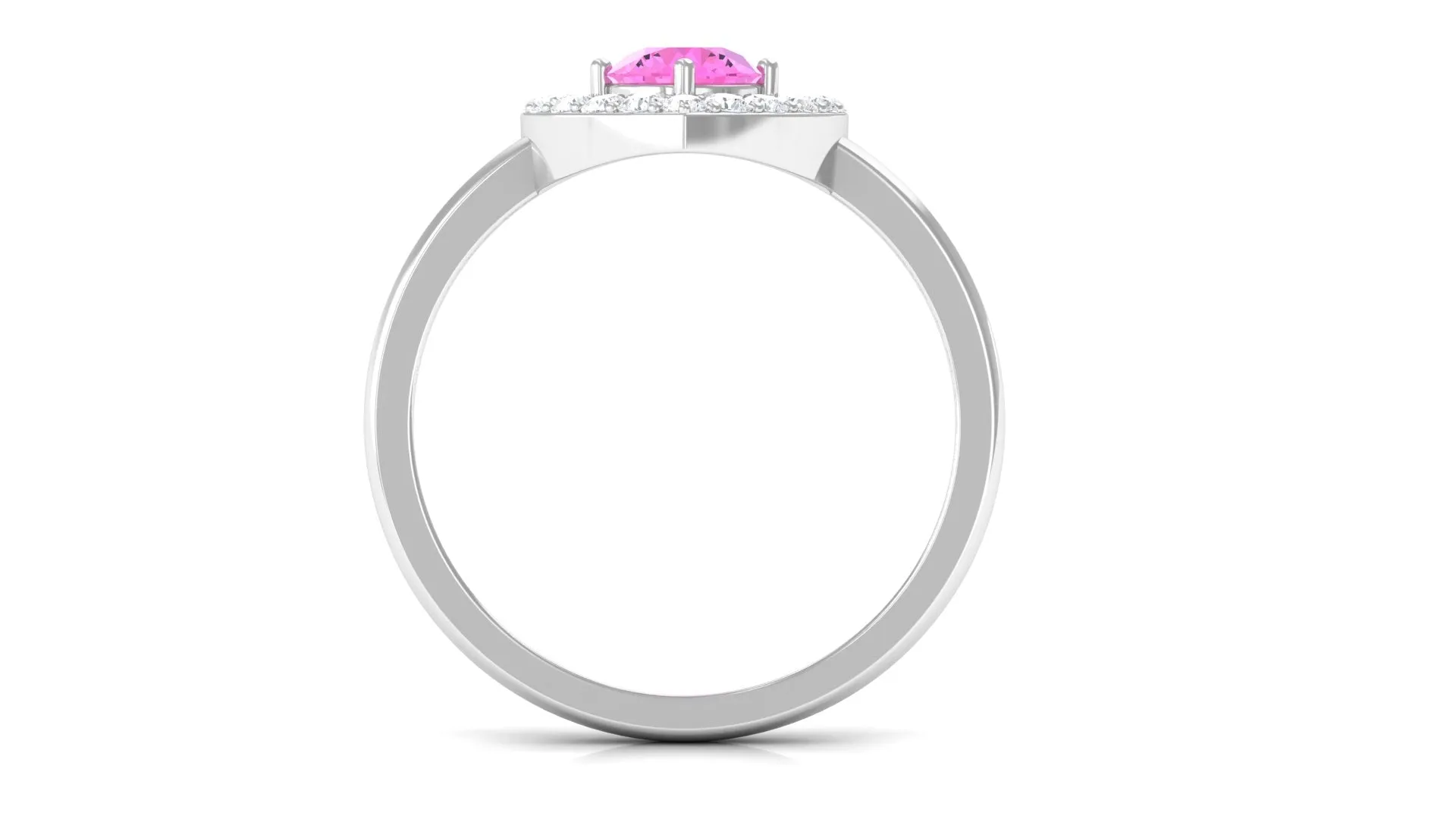Real Pink Sapphire and Diamond Heart Engagement Ring