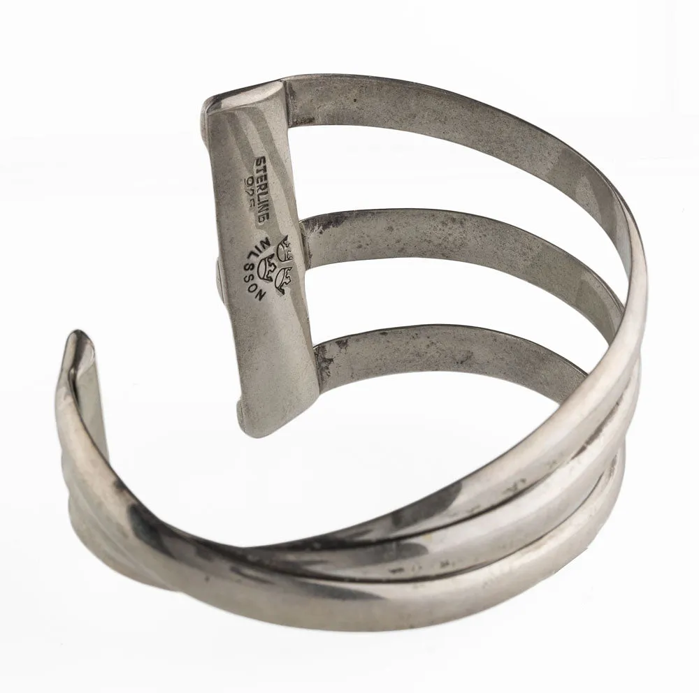 Robert Nilsson twist cuff bracelet, sterling silver, modernist. j-brvs923cse