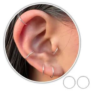 Small Gold Sterling Silver Huggie Hoop Earrings for Women Cartilage Nose Helix Tragus (Silver, 5mm 20 gauge / 1 pair)