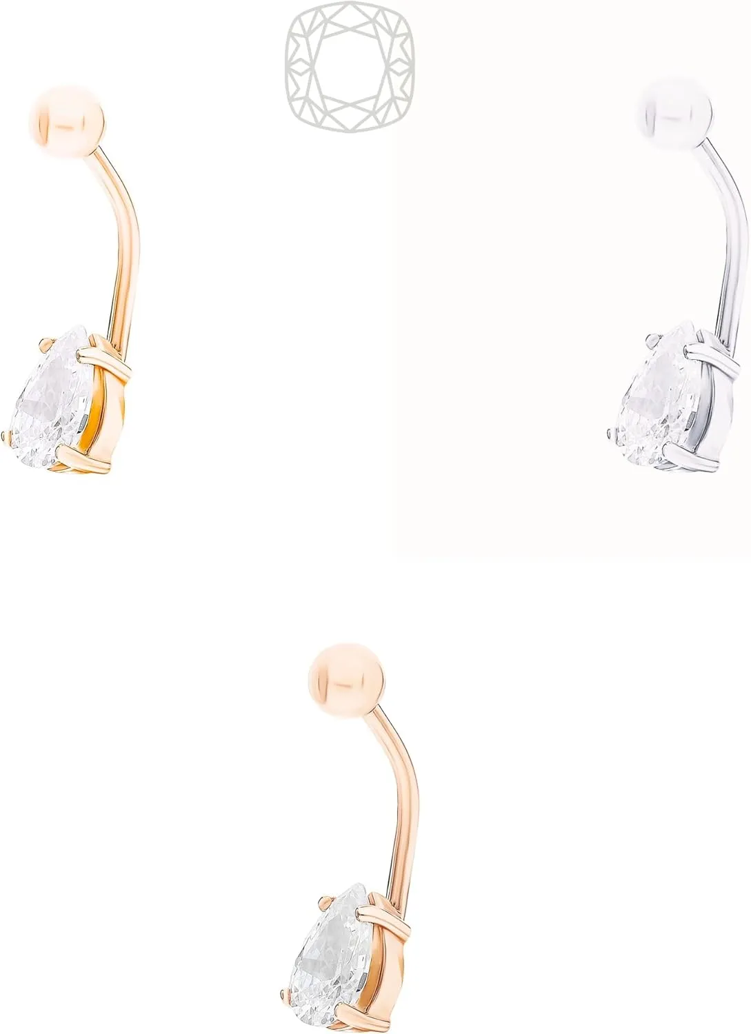Tear Drop Belly Button Ring, 14K Solid Gold Belly Ring, Pear Shape Diamond (0.50ct) Belly, 14g Threaded Navel Ring, Gold Navel Piercing, Gift For Women