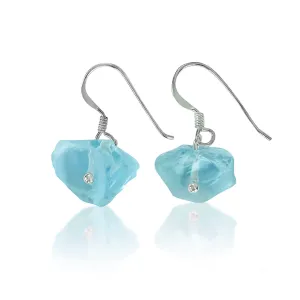 The Age of the Aquarius Earrings with a Rough Blue Crystal Nugget