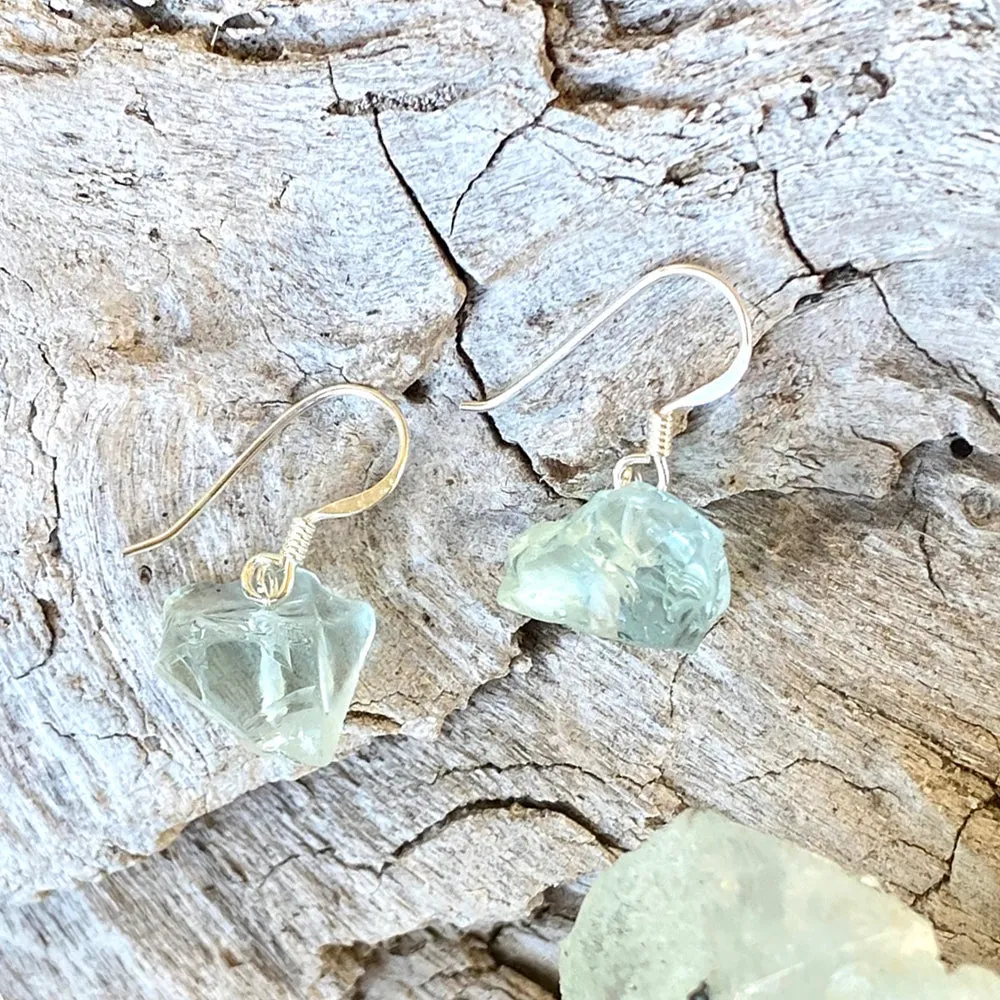 The Age of the Aquarius Earrings with a Rough Blue Crystal Nugget