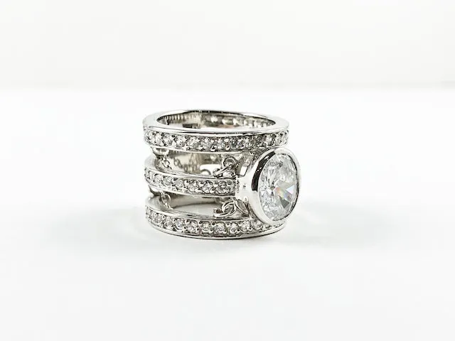 Unique Bold 3 Eternity Row Silver Ring