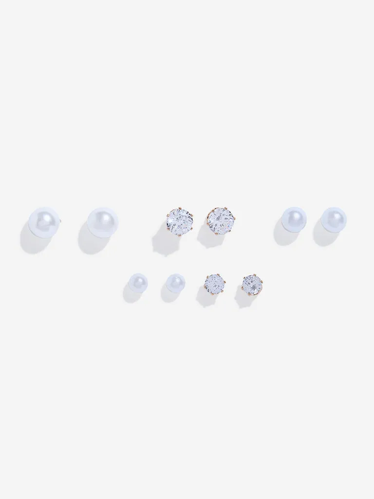 Westside Accessories Gold Stud Earrings Set - Pack of 5