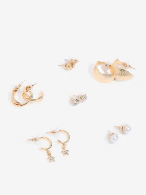 Westside Accessories Gold Studs & Hoops Earrings - Pack of 6