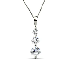 Willow "Eternal" 18K White Gold Plated 3 Stone CZ Drop Pendant Necklace
