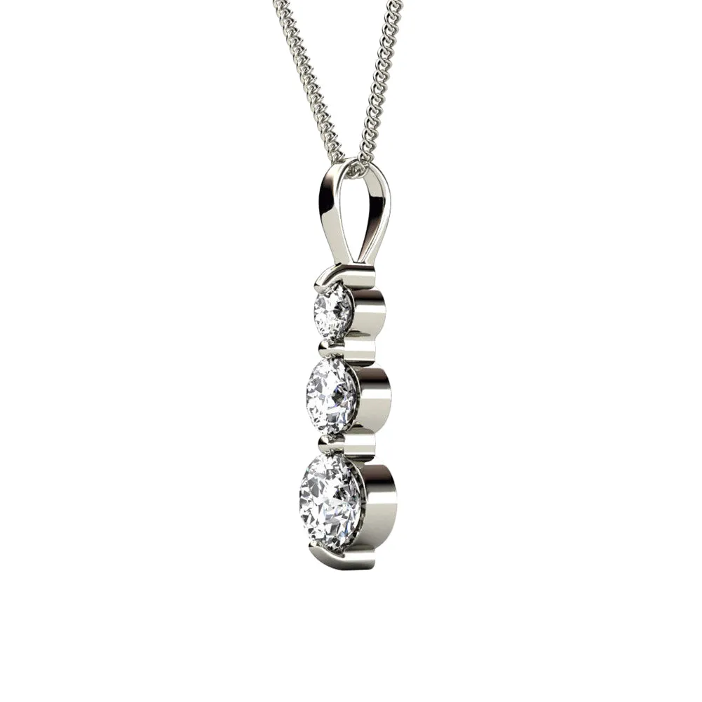 Willow "Eternal" 18K White Gold Plated 3 Stone CZ Drop Pendant Necklace