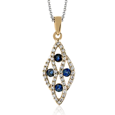 ZP668 Color Pendant in 14k Gold with Diamonds